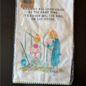 Mud Pie White Kitchen Towel with Colorful Print